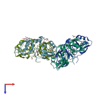 PDB entry 7fsw coloured by chain, top view.