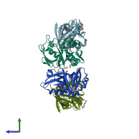 PDB entry 7fsz coloured by chain, side view.
