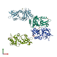PDB entry 7ft0 coloured by chain, front view.