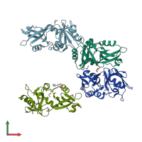 PDB entry 7ft1 coloured by chain, front view.