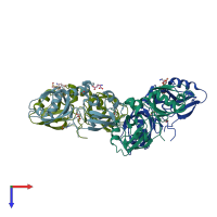 PDB entry 7ft2 coloured by chain, top view.