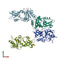 PDB entry 7ft6 coloured by chain, front view.