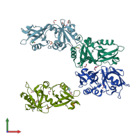 PDB entry 7ft7 coloured by chain, front view.