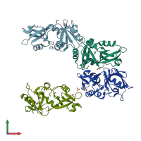 PDB entry 7ft9 coloured by chain, front view.