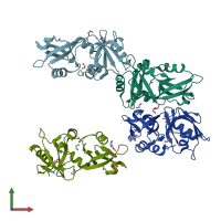 PDB entry 7fta coloured by chain, front view.