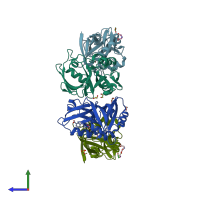 PDB entry 7fta coloured by chain, side view.