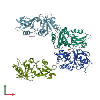 PDB entry 7ftb coloured by chain, front view.
