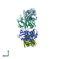 PDB entry 7ftb coloured by chain, side view.