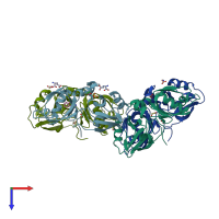 PDB entry 7ftb coloured by chain, top view.