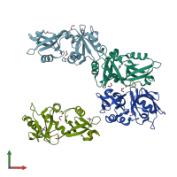 PDB entry 7ftd coloured by chain, front view.