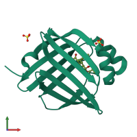 PDB entry 7fxr coloured by chain, front view.