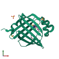 PDB entry 7fxv coloured by chain, front view.
