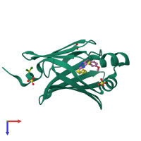 PDB entry 7fxv coloured by chain, top view.