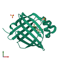 PDB entry 7fzb coloured by chain, front view.