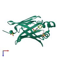 PDB entry 7fzb coloured by chain, top view.