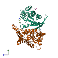 PDB entry 7g8w coloured by chain, side view.