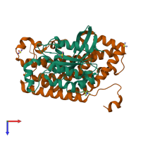 PDB entry 7g8w coloured by chain, top view.