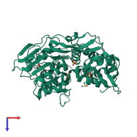 PDB entry 7ga3 coloured by chain, top view.