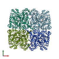 PDB entry 7gpb coloured by chain, front view.