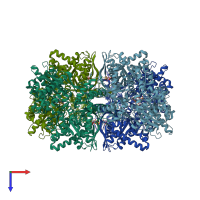 PDB entry 7gpb coloured by chain, top view.