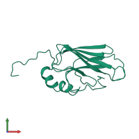 PDB entry 7hsc coloured by chain, front view.