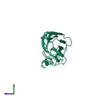 PDB entry 7hsc coloured by chain, side view.