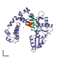 PDB entry 7ici coloured by chain, front view.