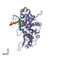 PDB entry 7ici coloured by chain, side view.