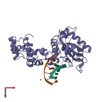 PDB entry 7ick coloured by chain, top view.