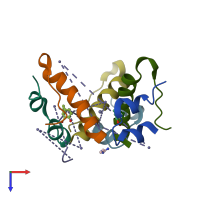 PDB entry 7ins coloured by chain, top view.
