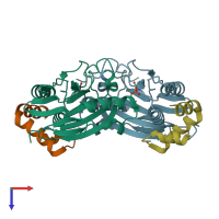 PDB entry 7jfl coloured by chain, top view.