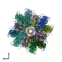 PDB entry 7jfo coloured by chain, side view.