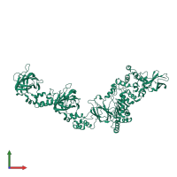PDB entry 7jfs coloured by chain, front view.