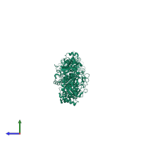 PDB entry 7jfs coloured by chain, side view.