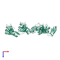 PDB entry 7jfs coloured by chain, top view.