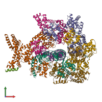 PDB entry 7jgr coloured by chain, front view.