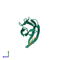 PDB entry 7jgu coloured by chain, side view.