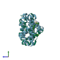 PDB entry 7jgv coloured by chain, side view.