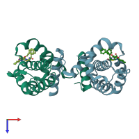 PDB entry 7jgv coloured by chain, top view.