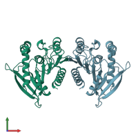 PDB entry 7jiz coloured by chain, front view.