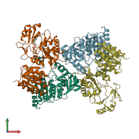 PDB entry 7jj0 coloured by chain, front view.