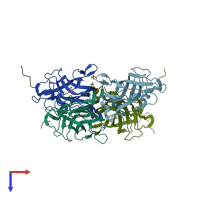 PDB entry 7jjc coloured by chain, top view.