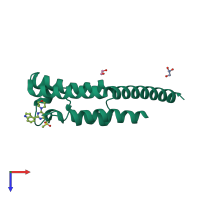 PDB entry 7jjg coloured by chain, top view.