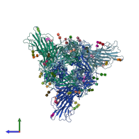 PDB entry 7jji coloured by chain, side view.