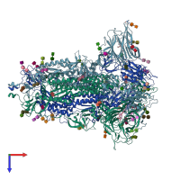 PDB entry 7jji coloured by chain, top view.