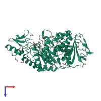PDB entry 7jjt coloured by chain, top view.