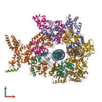 PDB entry 7jk2 coloured by chain, front view.