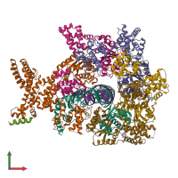 PDB entry 7jk3 coloured by chain, front view.