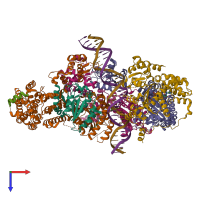 PDB entry 7jk5 coloured by chain, top view.