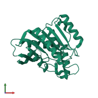 PDB entry 7jka coloured by chain, front view.